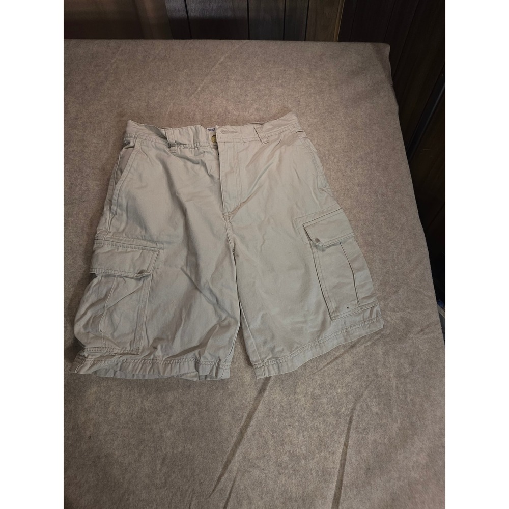 Covington Mens Khaki Cargo Shorts Size 30 Tan Cotton Twill Multi Pocket Casual